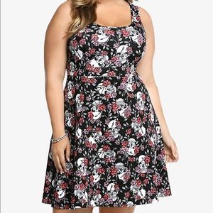 Floral Skull Skater Dress